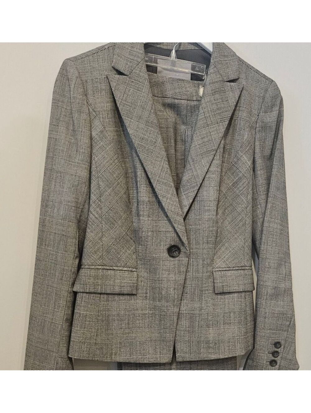 Classiques Entier Gray Glen Plaid Wool Blend Blazer Jacket Women's Size 6 NWOT